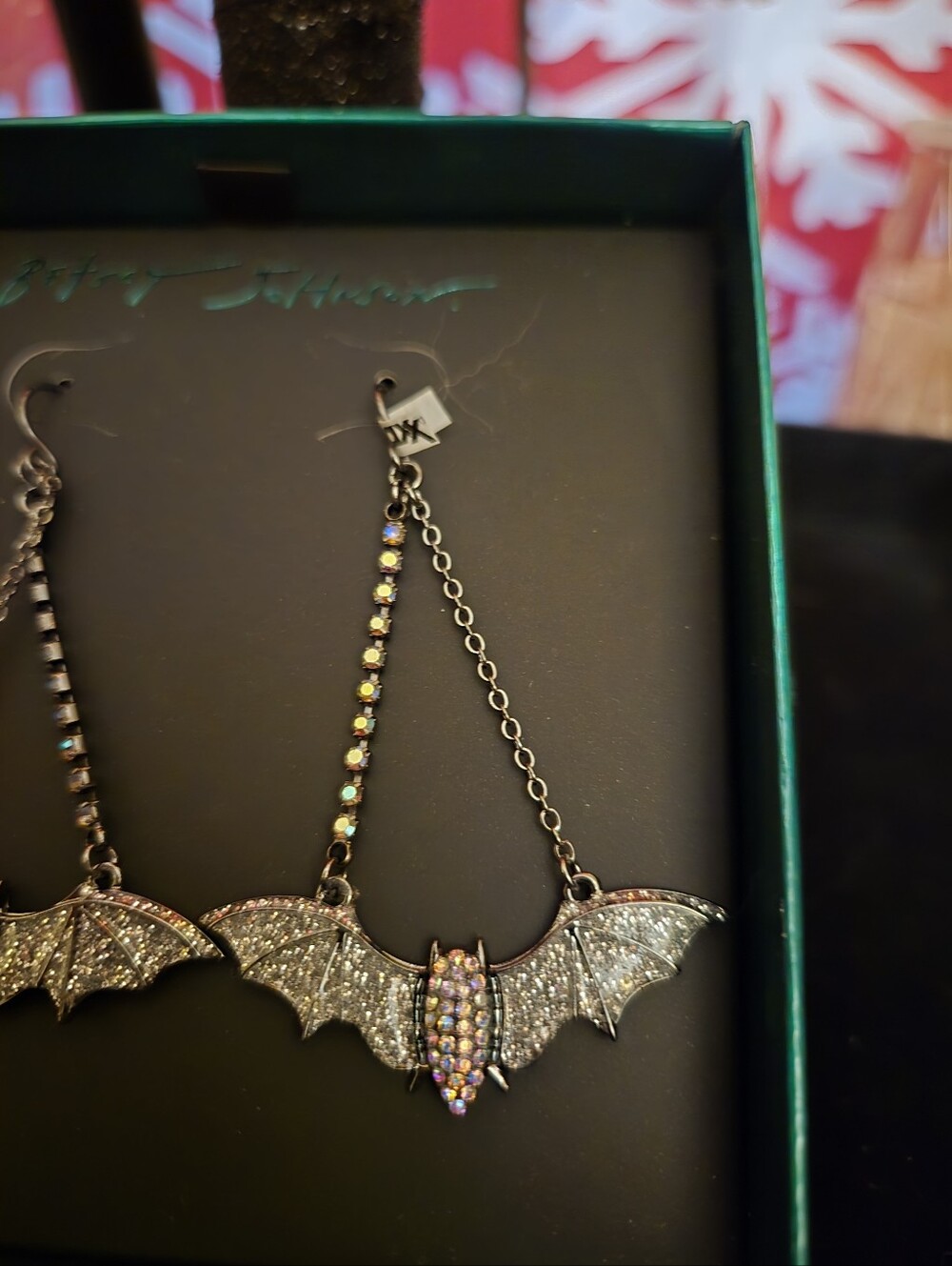 Betsey Johnson Silver Bat Earrings